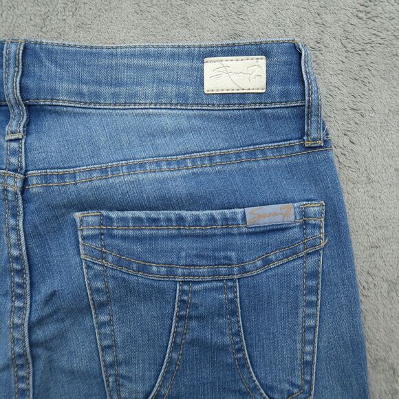 Seven7 Jeans Women's 6 Blue Mid-Rise Straight Crop Denim 24.5" Inseam Distressed - Picture 13 of 16